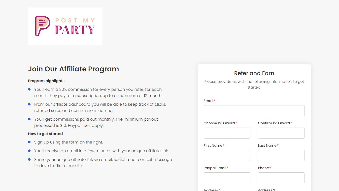 Affiliate Sign Up