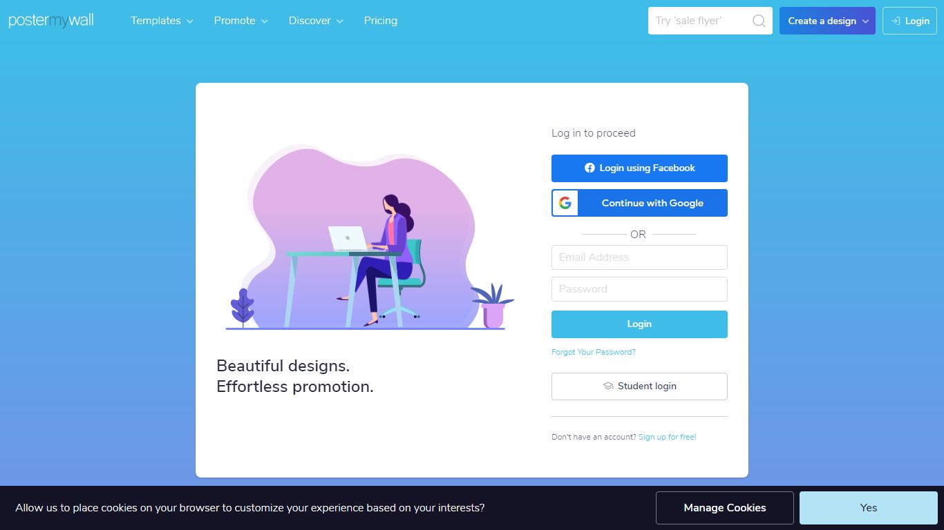 Log in to proceed | PosterMyWall